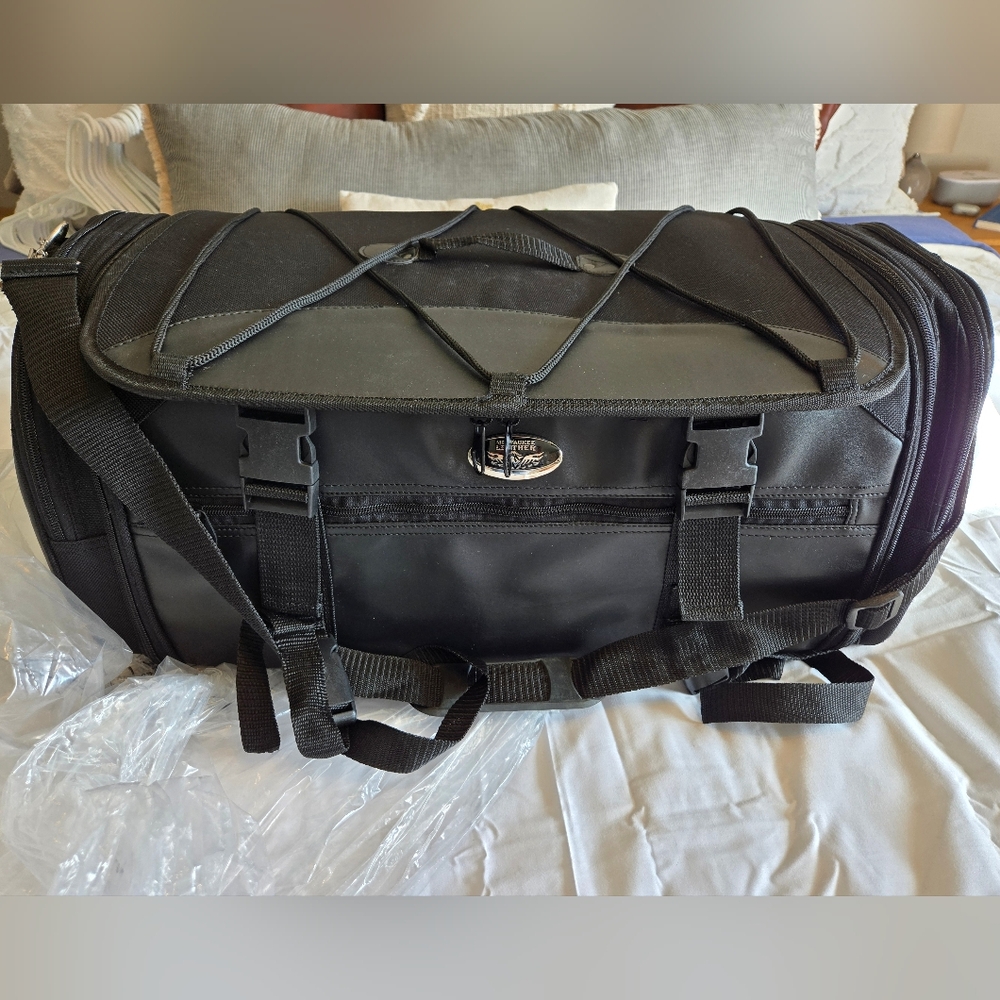 Milwaukee Leather SH694 Black Large Textile and PVC Duffel Style Rack Bag